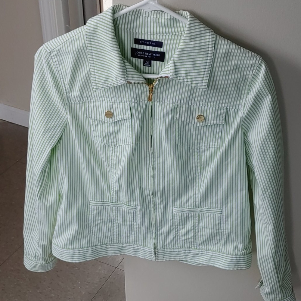 Jones NY Petite Spring Green Zip Jacket PM Med